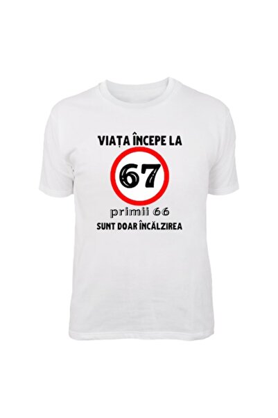 T&M Personalizare Tricou personalizat - Viața începe la 67 de ani, bumbac, M,...