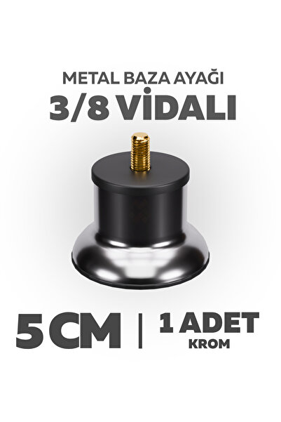 wooden lane studio Baza Ayağı 5 Cm 3/8 Vidalı Tekli Metal Krom Yatak Mobilya ...