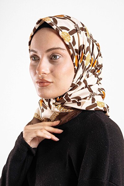 Akel Patterned Silky Alfa Silk Scarf – Soft Texture, Easy to Shape, 95X95 Women's Scarf