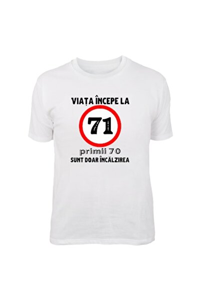T&M Personalizare Tricou personalizat - „Viața începe la 71 de ani”, bumbac, ...