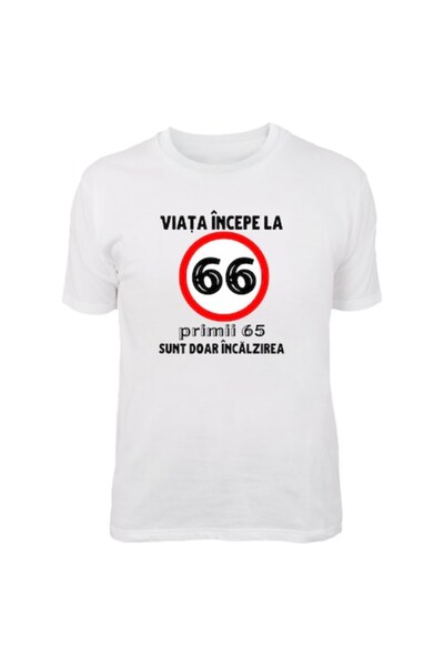 T&M Personalizare Tricou personalizat - Viața începe la 66 de ani, bumbac, S,...