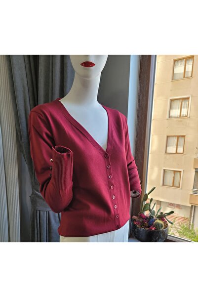 REYYAN V Yaka Düğmeli Kazak - Hırka