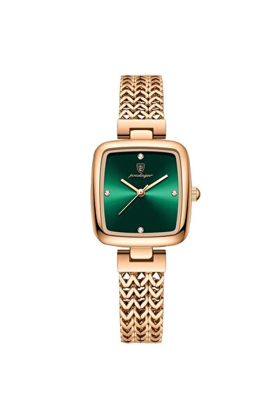 POEDAGAR Ceas de damă elegant, casual, la modă, cuarț, auriu, verde