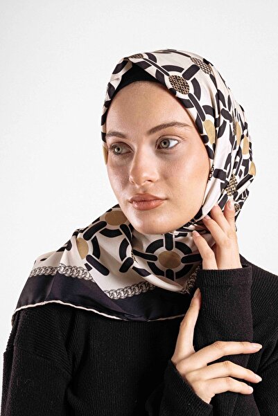 Akel Patterned Silky Alfa Silk Scarf – Soft Texture, Easy to Shape, 95X95 Women's Scarf