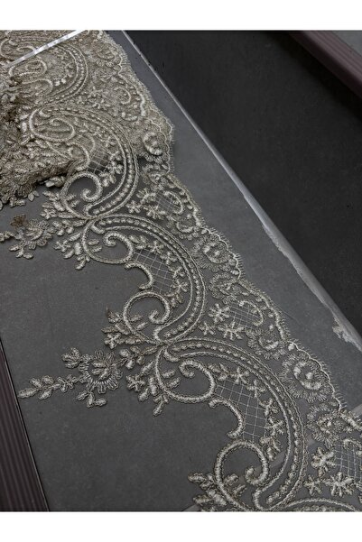 Butik Büyük Fransız dantel 10 metre kapiçino renk 1. Kalite dokuma