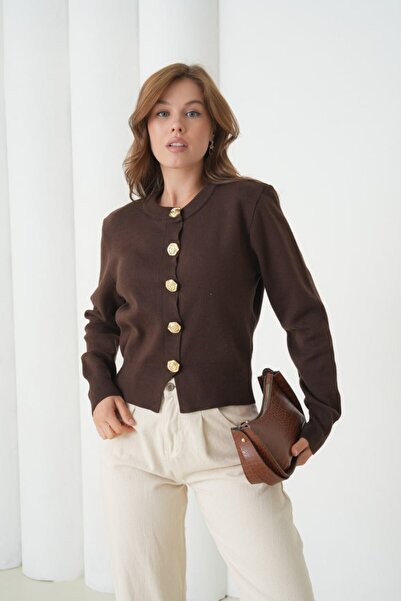 Miss Allos Women's Luxury Button Detailed Long Sleeve Cardigan