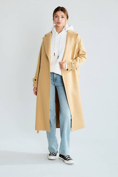 cemo Women's Gold Buttoned Coat