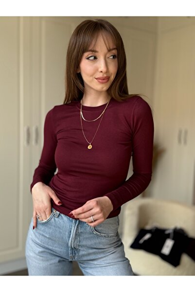 Dilay Gökoğlu Butik guler rotund Body cu mânecă lungă