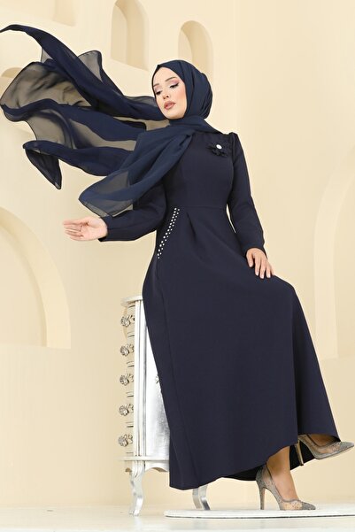 ModaMerve Taş Detay Çiçek Aksesuarlı Elbise 2741SL432-MS Laci