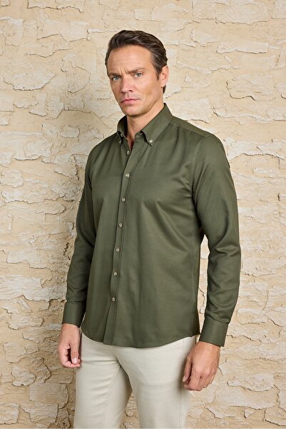 RUFELLI Kadife Görünümlü Pamuklu Slim Fit Erkek Gömlek