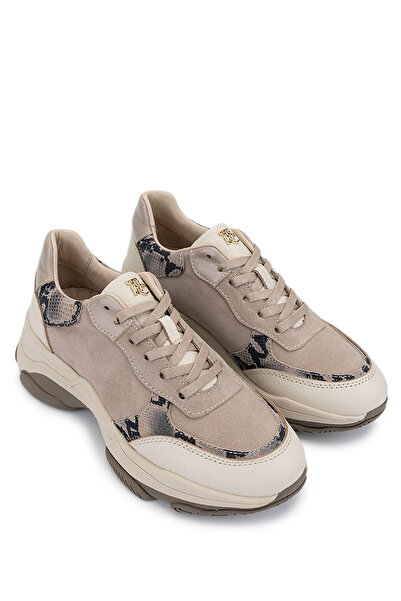 Tamer Tanca Women's Genuine Leather Beige Suede Sneakers & Sneakers