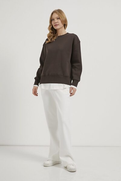 Arma Life Armalife 10964 Eteği̇ T-Shirt Detailled Bi̇s Yaka Kadin Sweat