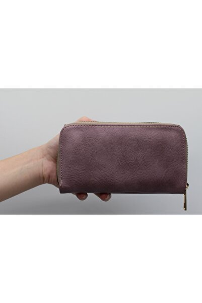 Bevitton Μεγάλο γυναικείο πορτοφόλι από δέρμα λεβάντας με θήκη για νομίσματα και πολλές θήκες για κάρτες 007