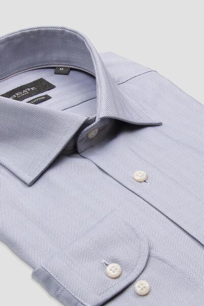 Abbate Marco Twill Cotton Slim Fit Gray Classic Collar Men's Straight Shirt