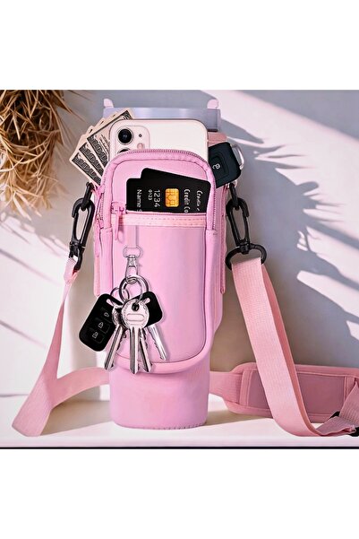 Store Quencher Pipetli 1.18 Lt Termos Kılıfı Omuz Askılı Termos Çanta Fermuarlı Cepli Kılıf Çanta