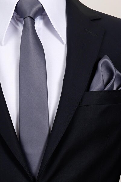 Esgue 6 cm Slim Thin Grey Satin Tie – Premium Slim Tie with Special Gift Box