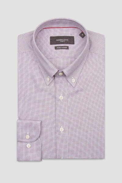 Abbate Carlo Armür Памучна риза с тясна кройка, червена яка с копчета, мъжка, едноцветна