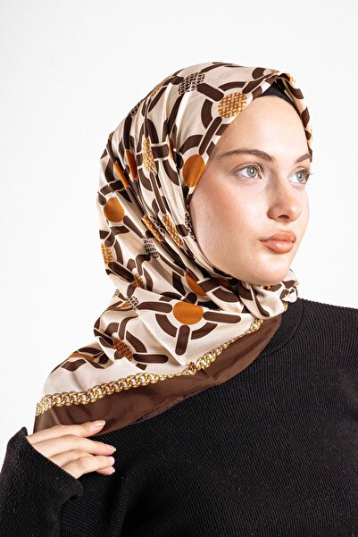 Akel Patterned Silky Alfa Silk Scarf – Soft Texture, Easy to Shape, 95X95 Women's Scarf