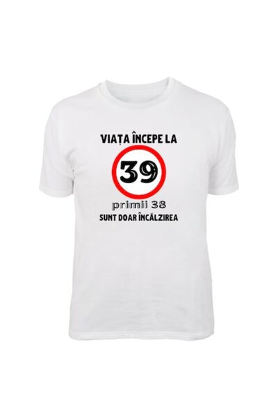 T&M Personalizare Tricou personalizat - Viața începe la 39 de ani, bumbac, M,...