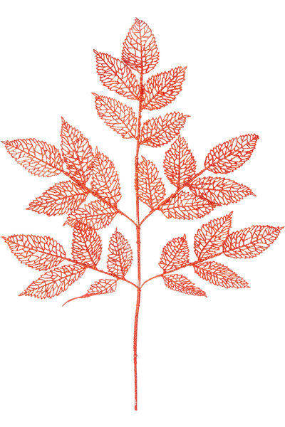 Herdekora Ramură de frunze artificiale cu sclipici roșu 90 cm.