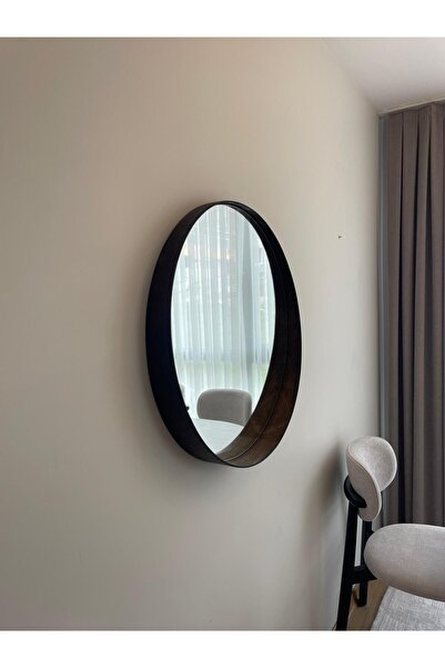 Narkissos Dizayn 80 cm Siyah Ahşap Çerçeveli Dekoratif Kavis Ayna
