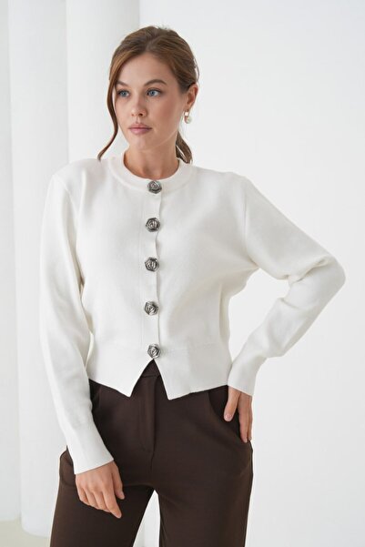 Miss Allos Women's Luxury Button Detailed Long Sleeve Cardigan