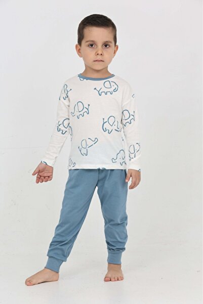 Toontoy Boy's Elephant Panel Printed Pajama Set