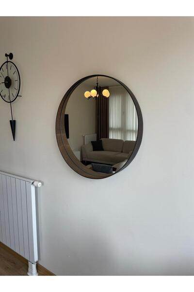 Narkissos Dizayn 80 cm Ceviz Ahşap Çerçeveli Dekoratif Kavis Ayna