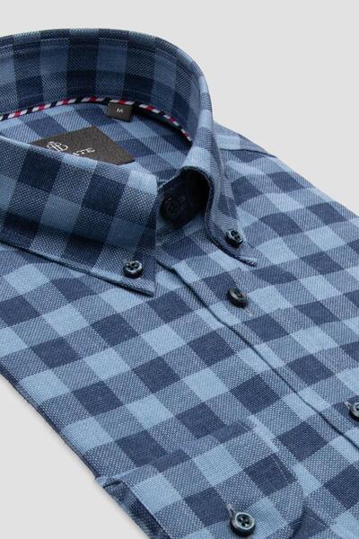 Abbate Luca Oxford Бавовняна сорочка Comfort Fit темно-синього кольору з ґудзиковим коміром для чоловіків