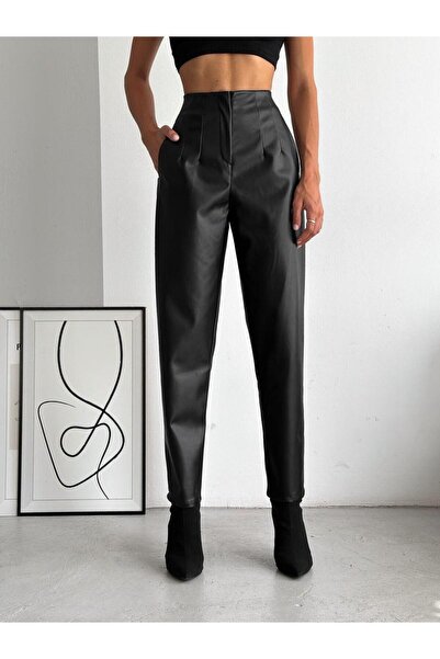 aselon KADIN TREDN DERİ PANTOLON BELİ PENSLİ FERMUAR KAPAMALI