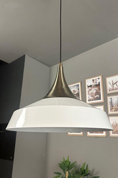 Bamyum Lema Beyaz Tekli Avize Eskitme Kubbe Başlık Sarkıt Lamba Restoran Cafe...