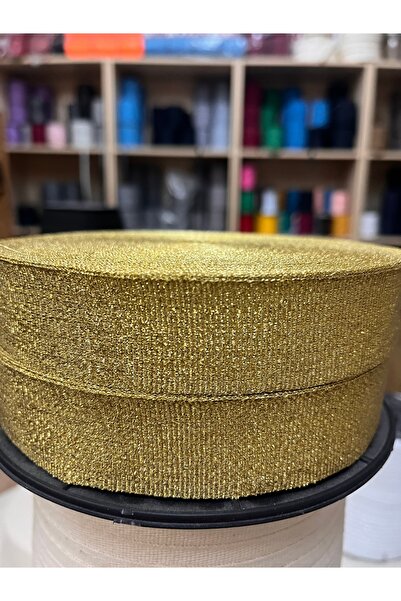 D R X FULL GOLD SİM DARDOKUMA ŞERİT KURDELE 3CM GENİŞLİK 10METRE RULO HOBİ SÜS