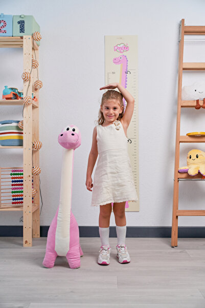 Pufu Toys DİNOZOR PELUŞ YASTIK OYUNCAK PEMBE (1 METRE)