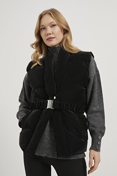 Arma Life Armalife 60547 Belt-Detail Pocketed K Double-Breasted Collar Women's Vest