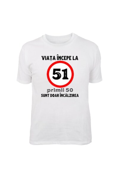 T&M Personalizare Tricou personalizat - Viața începe la 51 de ani, bumbac, S,...