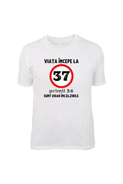 T&M Personalizare Tricou personalizat - Viața începe la 37 de ani, bumbac, M,...