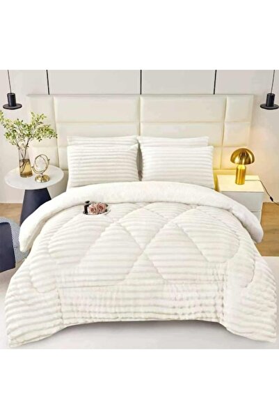 OEM Pilotă pufoasă Cocolino, albă, dimensiune 200x230 cm, set cu 2 fețe de pernă 50x70 cm