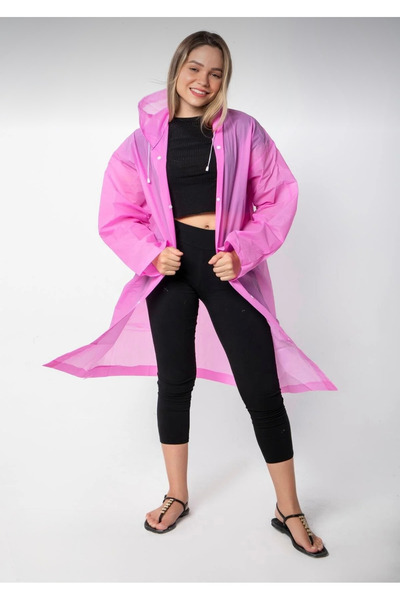 DEV 3 ADAM Unisex Women-Men Waterproof Windproof Raincoat with Snap Fasteners Hooded