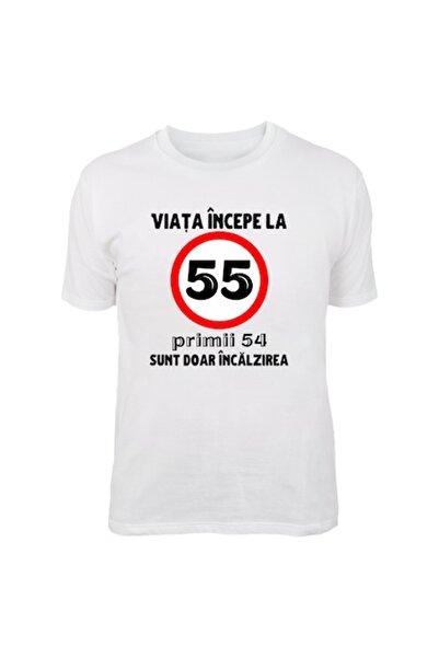 T&M Personalizare Tricou personalizat - Viața începe la 55 de ani, bumbac, S,...