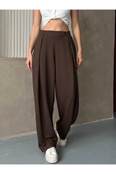 Bella Breeze Kadın Yüksek Bel Geniş Paça Dökümlü Pantolon