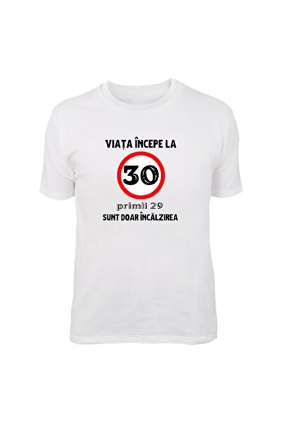 T&M Personalizare Tricou personalizat - Viața începe la 30 de ani, bumbac, M,...