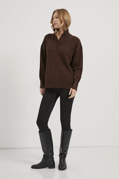 Arma Life Armalife 4786 collar sleeve button detailed knitwear women's sweater