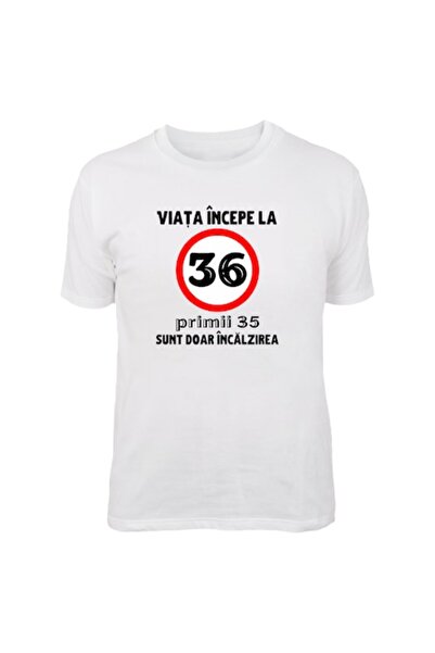 T&M Personalizare Tricou personalizat - Viața începe la 36 de ani, bumbac, L,...