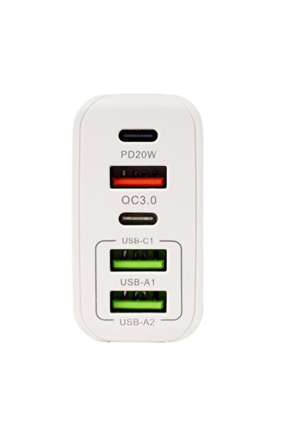 Spacer 37W 5-Port USB-C/USB-A Wall Charger, White, 54x29x98mm