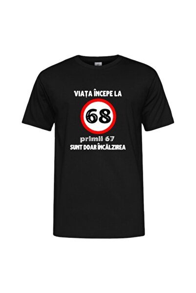 T&M Personalizare Tricou personalizat - Viața începe la 68 de ani, bumbac, M,...