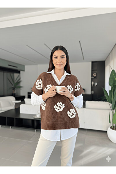 cemo Women's Floral Patterned Sweater Shirt Set