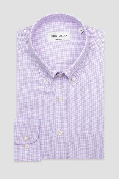 Abbate Bb Club Mike Oxford Cotton Regular Fit Purple Button-Down Collar Men's Plain Shirt