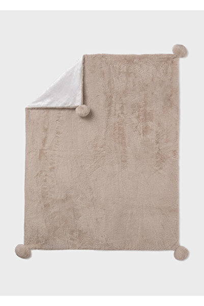 MAYORAL 100X80 cm Beige Color Blanket – Soft, Pompom-Embellished, and Stylish Baby Blanket Std
