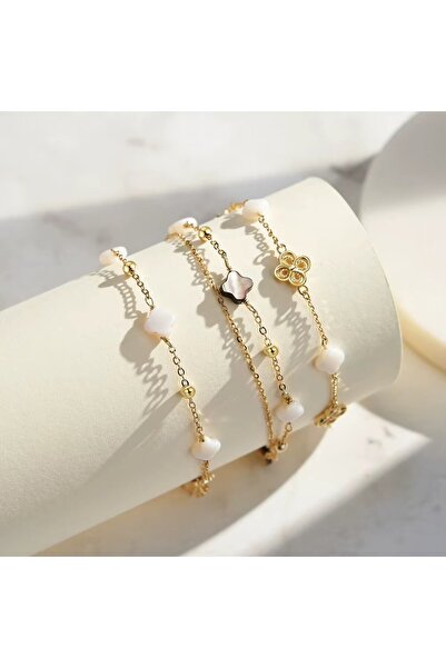 delis Bratara dubla din argint 925 pentru dama, JW1688, model trifoi, placata cu aur