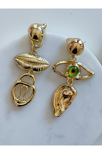 CHARMLUCKY Steel Eye-Lip Earrings